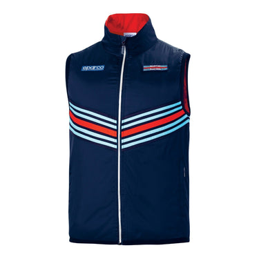 Front view of Sparco Martini Frame Vest in navy with embroidered logos and quilted design-image